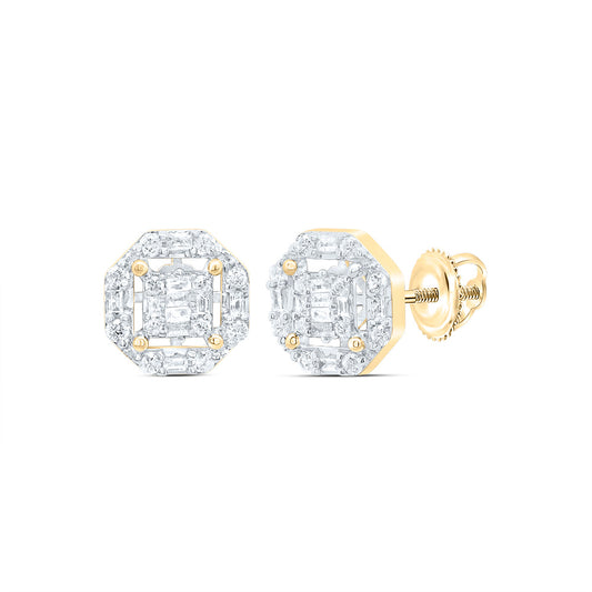 10kt Yellow Gold 5/8 Cttw Diamond Octagen Baguette Earring