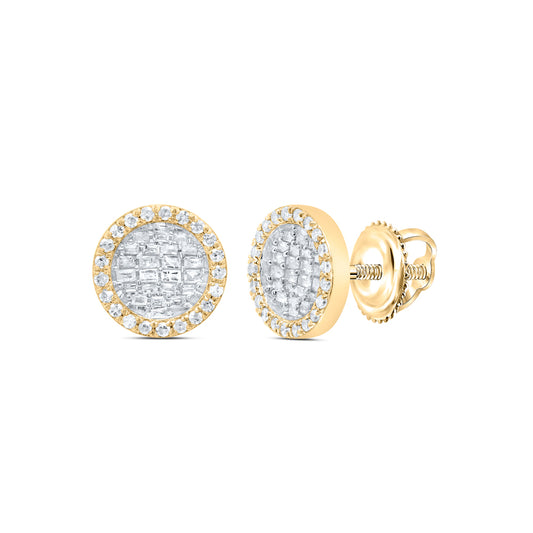 10kt Yellow Gold 1/2 Cttw Diamond Round Baguette Earring