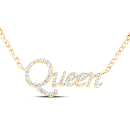 14kt Yellow Gold 1 Cttw Diamond Ana M " Queen" Fashion Necklace, Length: 18 Inch