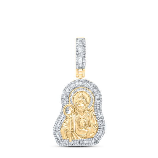 10kt Yellow Gold 1 1/4 Cttw Diamond St. Jude Mens Charm