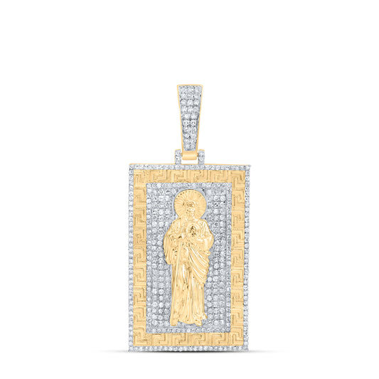 14kt Yellow Gold 1 1/2 Cttw Diamond St.jude Mens Charm