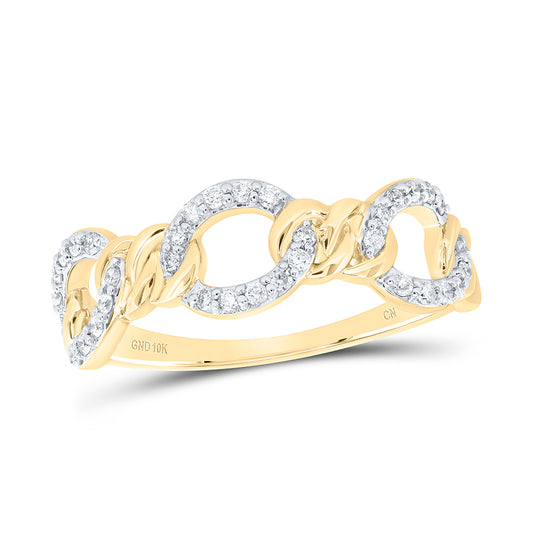 10kt Yellow Gold 1/5 Cttw Diamond Fashion Cuban Ladies Wedding Engagement Anniversary Ring, Women Size: 5-9