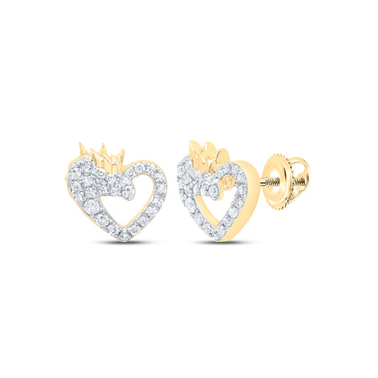 10kt Yellow Or White Gold Diamond Heart Earring