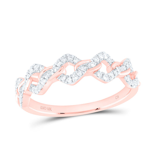 10kt Rose Gold 1/5 Cttw Diamond Fashion Cuban Ladies Wedding Engagement Anniversary Ring, Women Size: 5-9