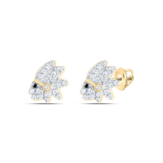 10kt Yellow Gold 1/4 Cttw Diamond Round black Diamond Earring