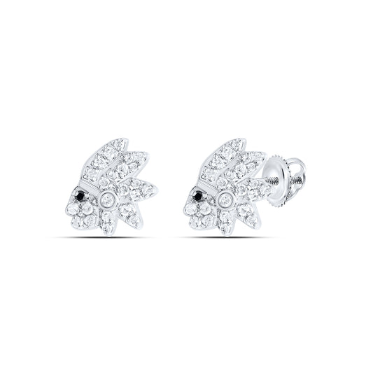 10kt White Gold 1/4 Cttw Diamond Round black Diamond Earring