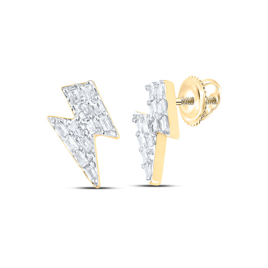 10kt Yellow Gold 1/8 Cttw Diamond Baguette Earring