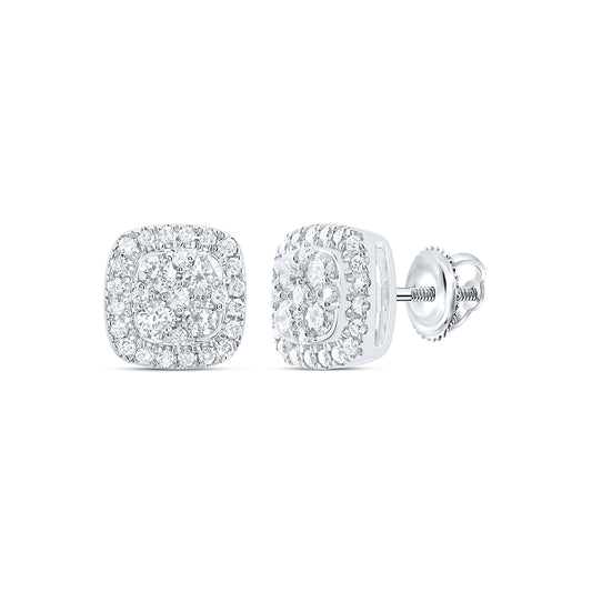 14kt White Gold 1/2 Cttw Diamond Fashion Cushion Stud Earring