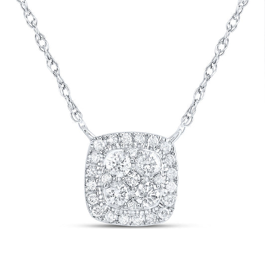 14kt White Gold 1/3 Cttw Diamond Fashion Cushion Necklace, Length: 18 Inch