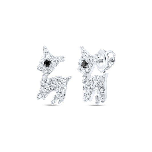 10kt White Gold 1/6 Cttw Diamond Round black Diamond Earring