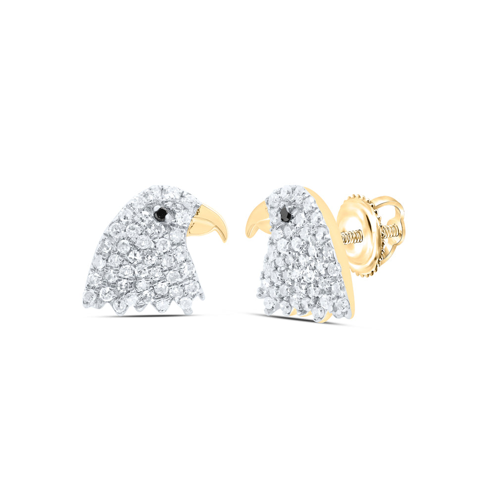 10kt Yellow Gold 1/5 Cttw Diamond Round black Diamond Earring