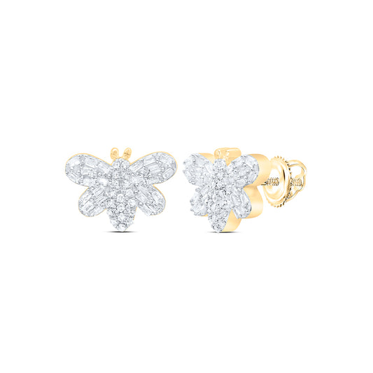 10kt Yellow Gold 1/3 Cttw Diamond Baguette Earring
