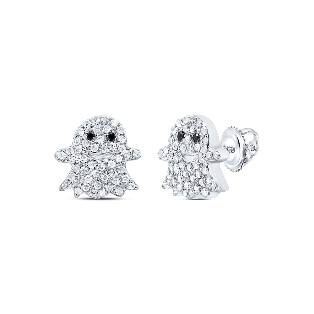 10K White Gold 1/3Ctw Natural Diamond P1 Gift Round Black Diamond Earring