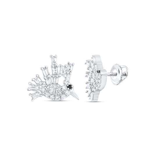 10kt White Gold 1/5 Cttw Diamond Round black Diamond Earring