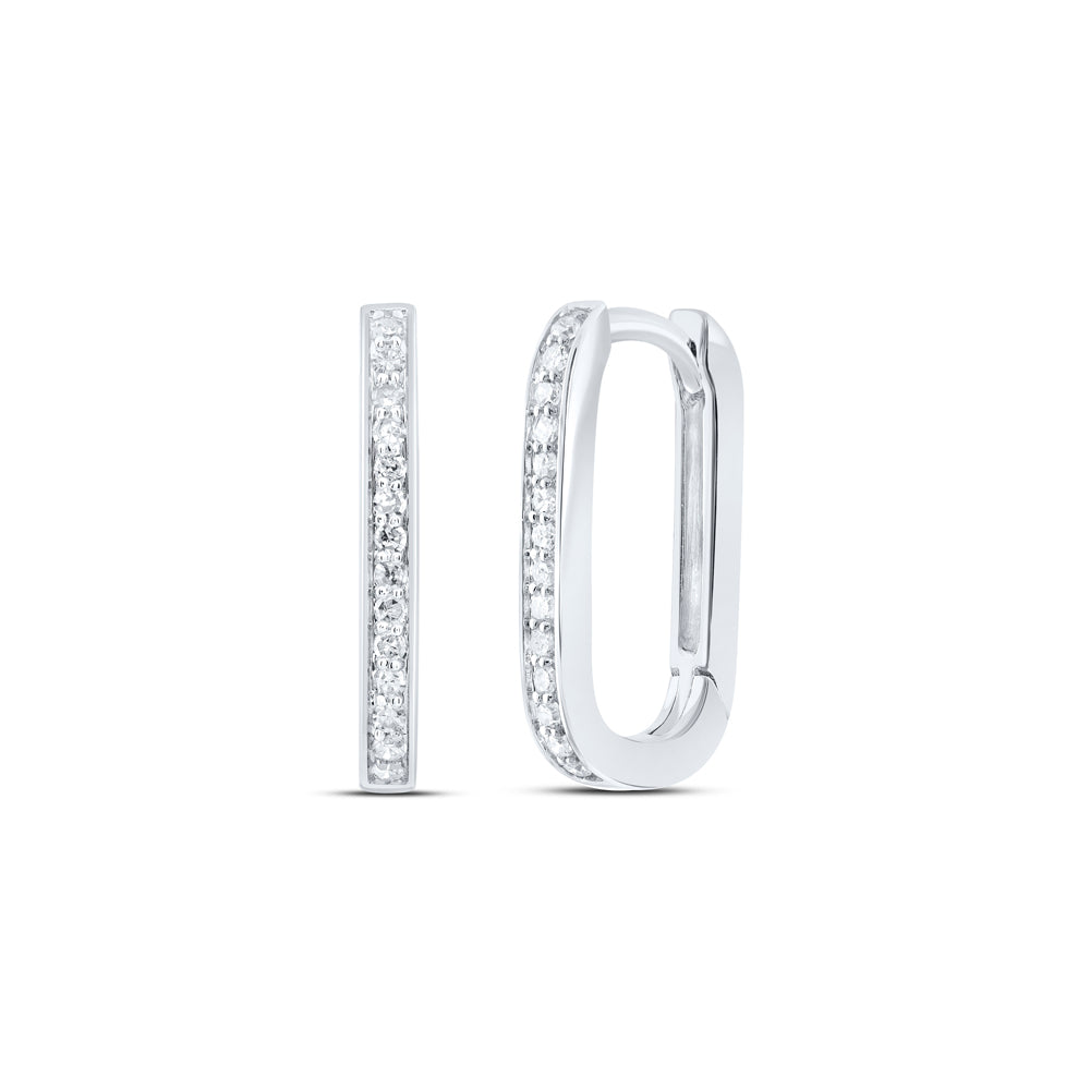 10kt White Gold 1/6 Cttw Diamond Hoops Huggies Earring