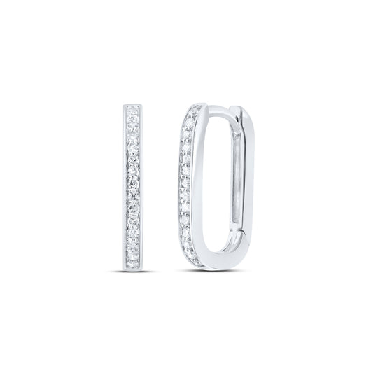 10kt White Gold 1/6 Cttw Diamond Hoops Huggies Earring