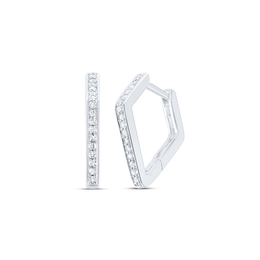 10kt White Gold 1/6 Cttw Diamond Hoops Huggies Earring