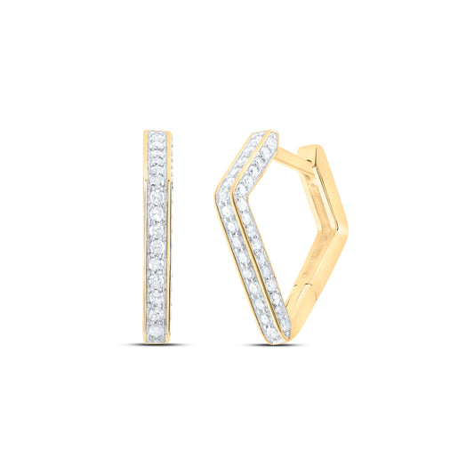 10kt Yellow Gold 1/3 Cttw Diamond Hoops Huggies Earring