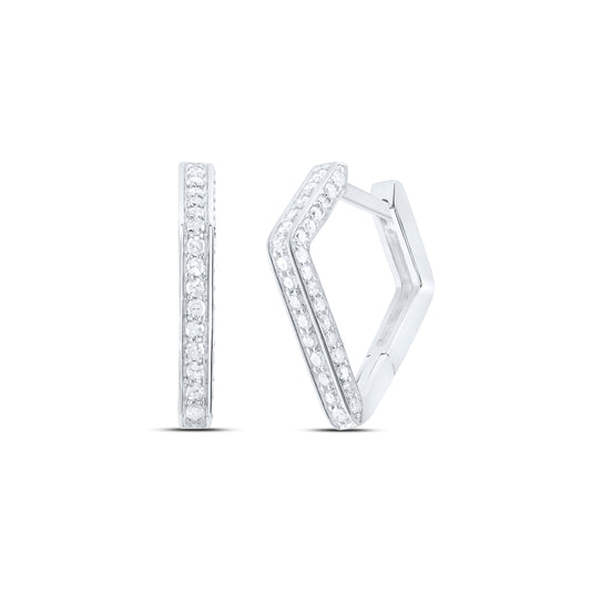 10kt White Gold 1/3 Cttw Diamond Hoops Huggies Earring