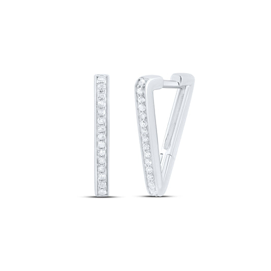 10kt White Gold 1/6 Cttw Diamond Hoops Huggies Earring