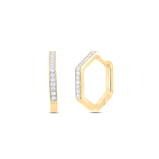 14kt Yellow Gold 1/5 Cttw Diamond Hoops Huggies Earring