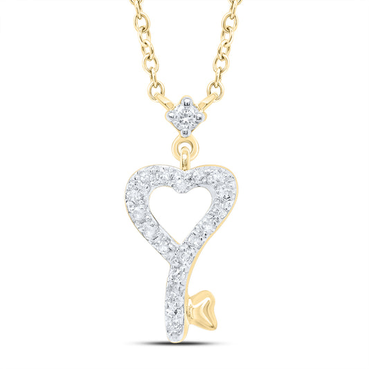 10kt Yellow Gold 1/10 Cttw Diamond Heart Necklace
