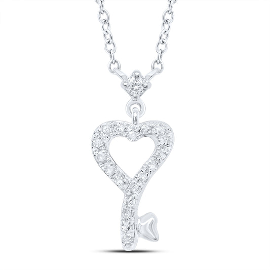 10kt White Gold 1/10 Cttw Diamond Heart Necklace