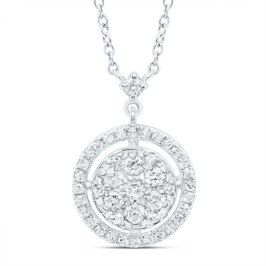 10kt White Gold 1/3 Cttw Diamond Round Necklace, Length: 18 Inch