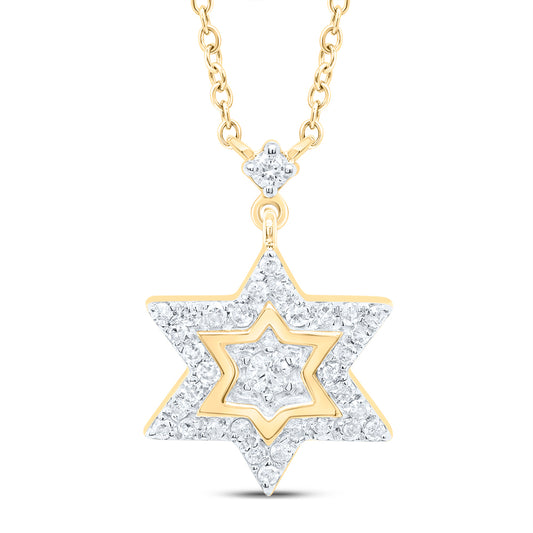 10kt Yellow Gold 1/5 Cttw Diamond Star Necklace, Length: 18 Inch