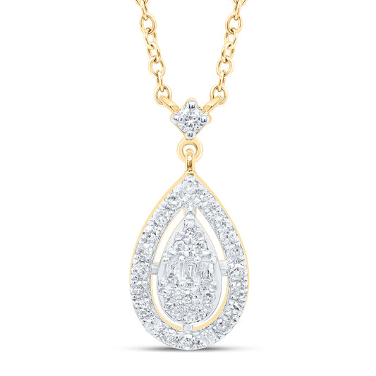 10kt Yellow Gold 1/6 Cttw Diamond Pear Necklace, Length: 18 Inch