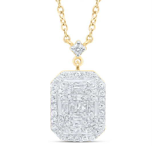10kt Yellow Gold 1/3 Cttw Diamond Emerald Necklace, Length: 18 Inch