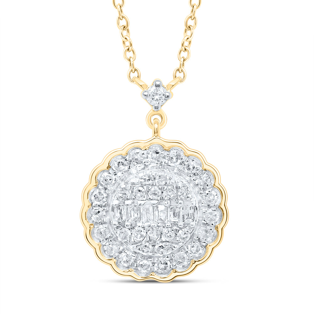 10kt Yellow Gold 1/3 Cttw Diamond Round Necklace, Length: 18 Inch
