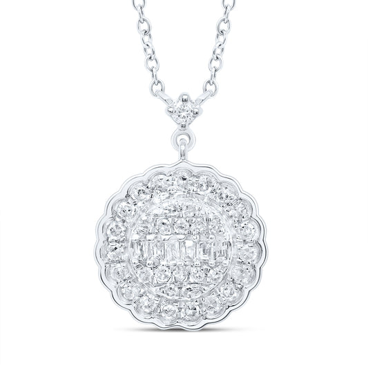 10kt White Gold 1/3 Cttw Diamond Round Necklace, Length: 18 Inch