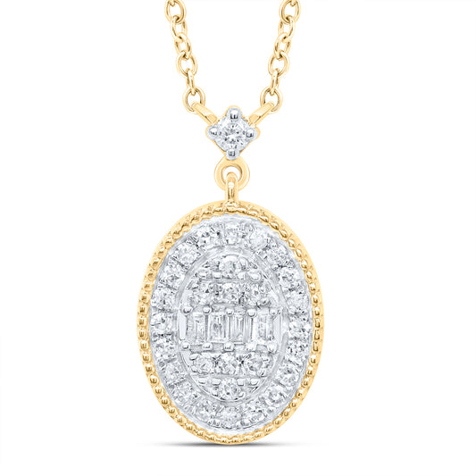 10kt Yellow Gold 1/5 Cttw Diamond Oval Necklace, Length: 18 Inch
