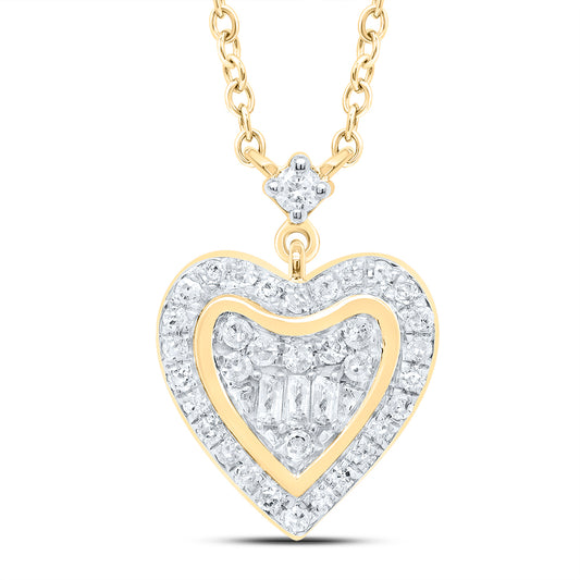 10kt Yellow Gold 1/4 Cttw Diamond Heart Necklace
