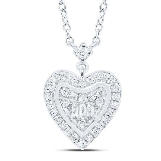 10kt White Gold 1/4 Cttw Diamond Heart Necklace
