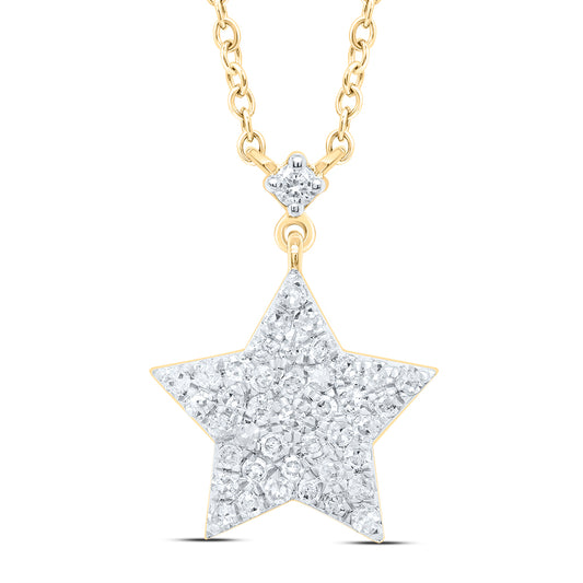 10kt Yellow Gold 1/4 Cttw Diamond Star Necklace, Length: 18 Inch
