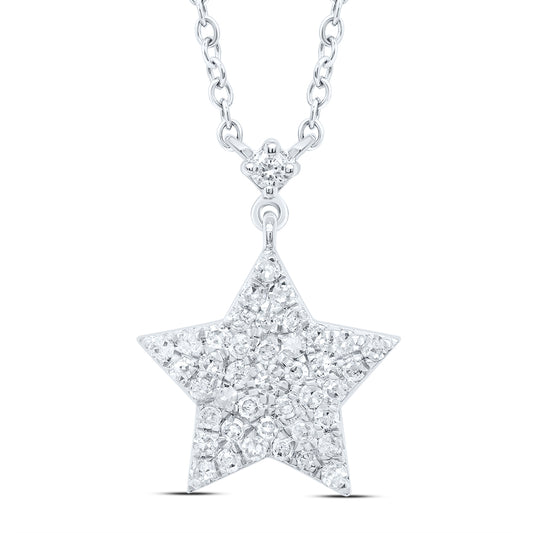 10kt White Gold 1/4 Cttw Diamond Star Necklace, Length: 18 Inch