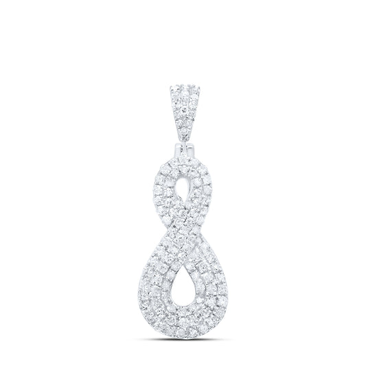 10kt White Gold 3/8 Cttw Natural Diamond Infinity Pendant
