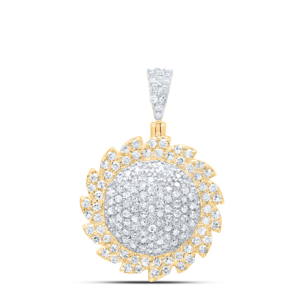 10kt Yellow Gold 5/8 Cttw Natural Diamond Flower Pendant