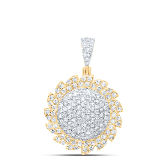 10kt Yellow Gold 5/8 Cttw Natural Diamond Flower Pendant
