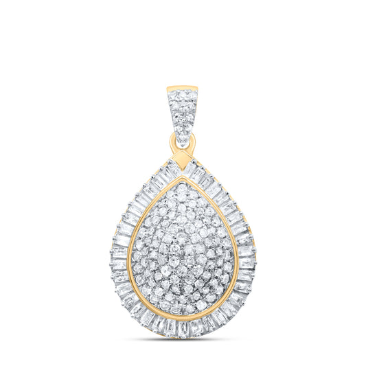 10kt Yellow Gold 5/8 Cttw Natural Diamond Pear Pendant