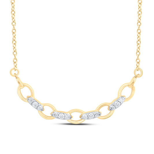10kt Yellow Gold 1/12 Cttw Natural Diamond Fashion Necklace, Length: 18 Inch