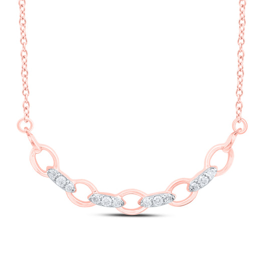 10kt Rose Gold 1/12 Cttw Natural Diamond Fashion Necklace, Length: 18 Inch