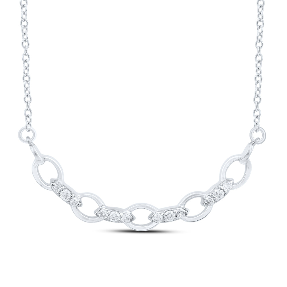 10kt White Gold 1/12 Cttw Natural Diamond Fashion Necklace, Length: 18 Inch