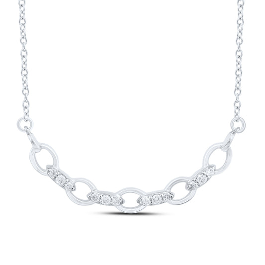 10kt White Gold 1/12 Cttw Natural Diamond Fashion Necklace, Length: 18 Inch
