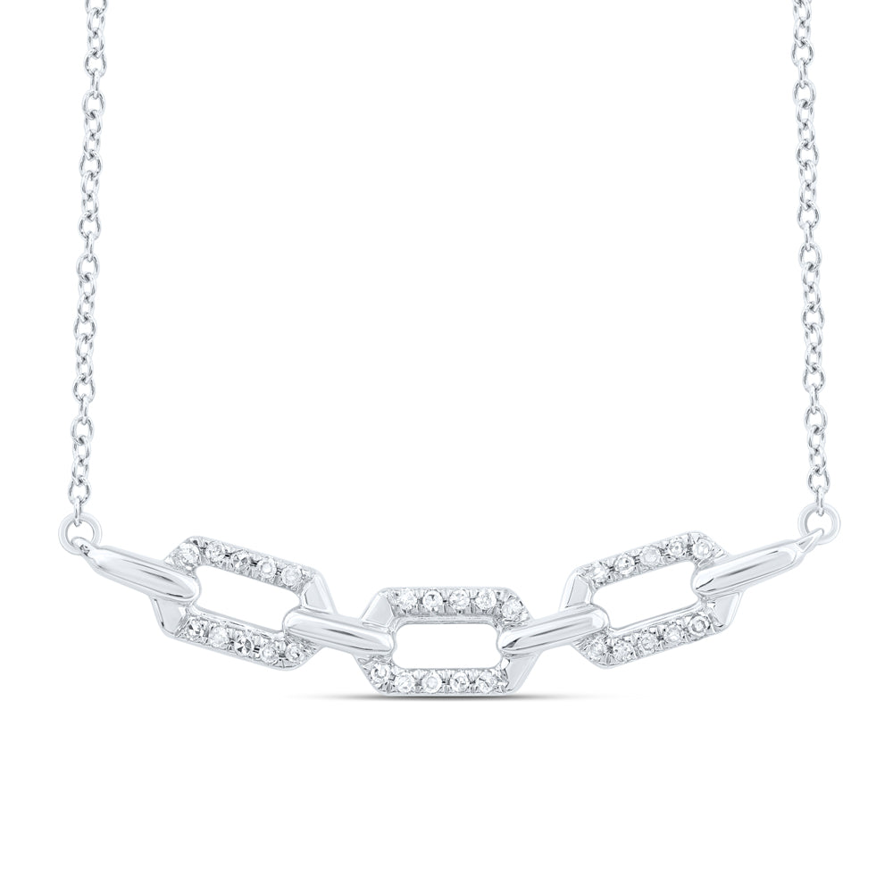 10kt White Gold 1/8 Cttw Natural Diamond Fashion Necklace, Length: 18 Inch