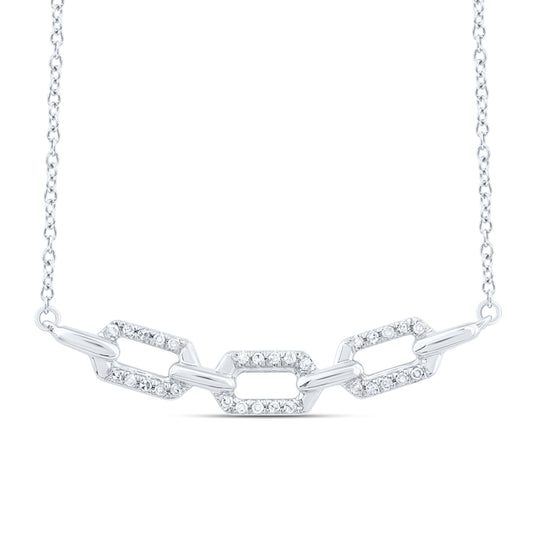 10kt White Gold 1/8 Cttw Natural Diamond Fashion Necklace, Length: 18 Inch