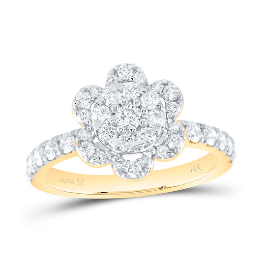 14kt Yellow Gold 1 Cttw Natural Diamond Ana M Bridal Wedding Engagement Anniversary Ring, Women Size: 5-9