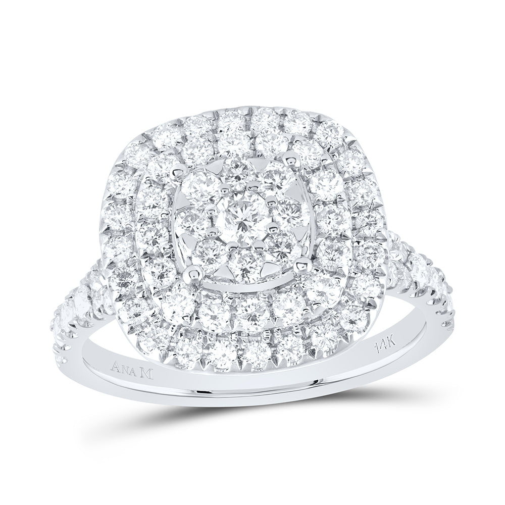 14kt White Gold 1 1/4 Cttw Natural Diamond Ana M Bridal Wedding Engagement Anniversary Ring, Women Size: 5-9